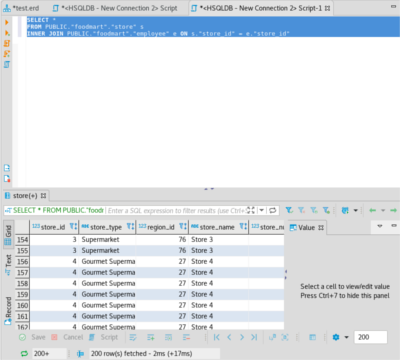 DBeaver sql statement editor example