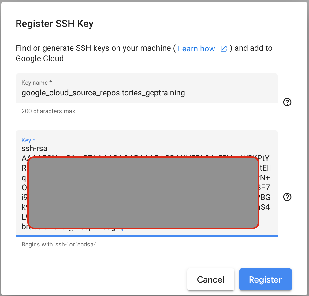 Register SSH key