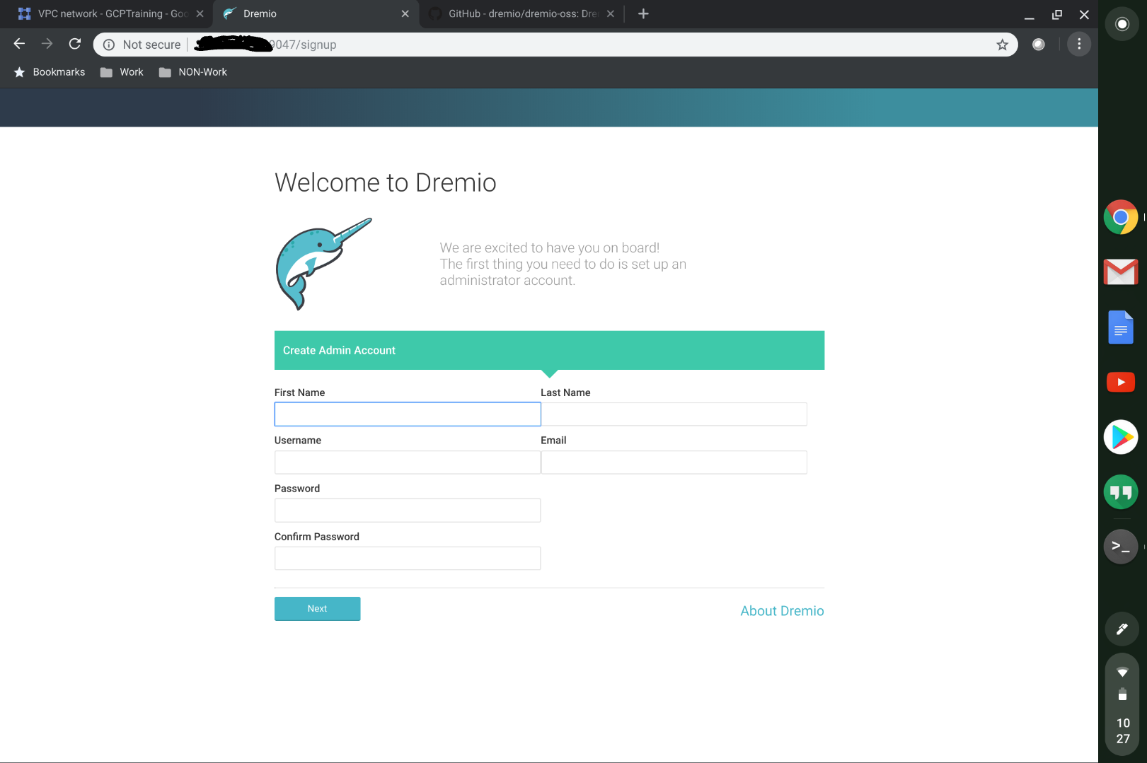 Dremio-oss-signup